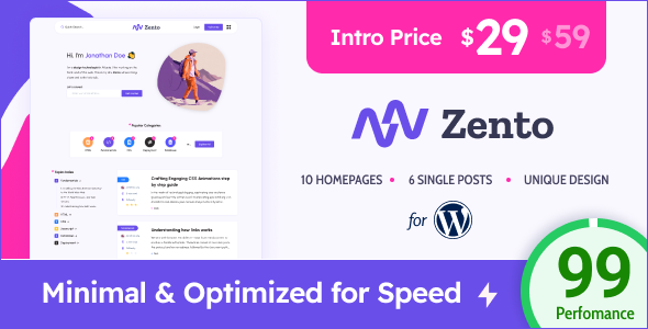 Zento – Modern amp Lightweight Blog for WordPress TFx ThemeFre