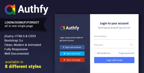 Authfy - Responsive Login and Signup Page Template
       TFx Kiefer Patrick